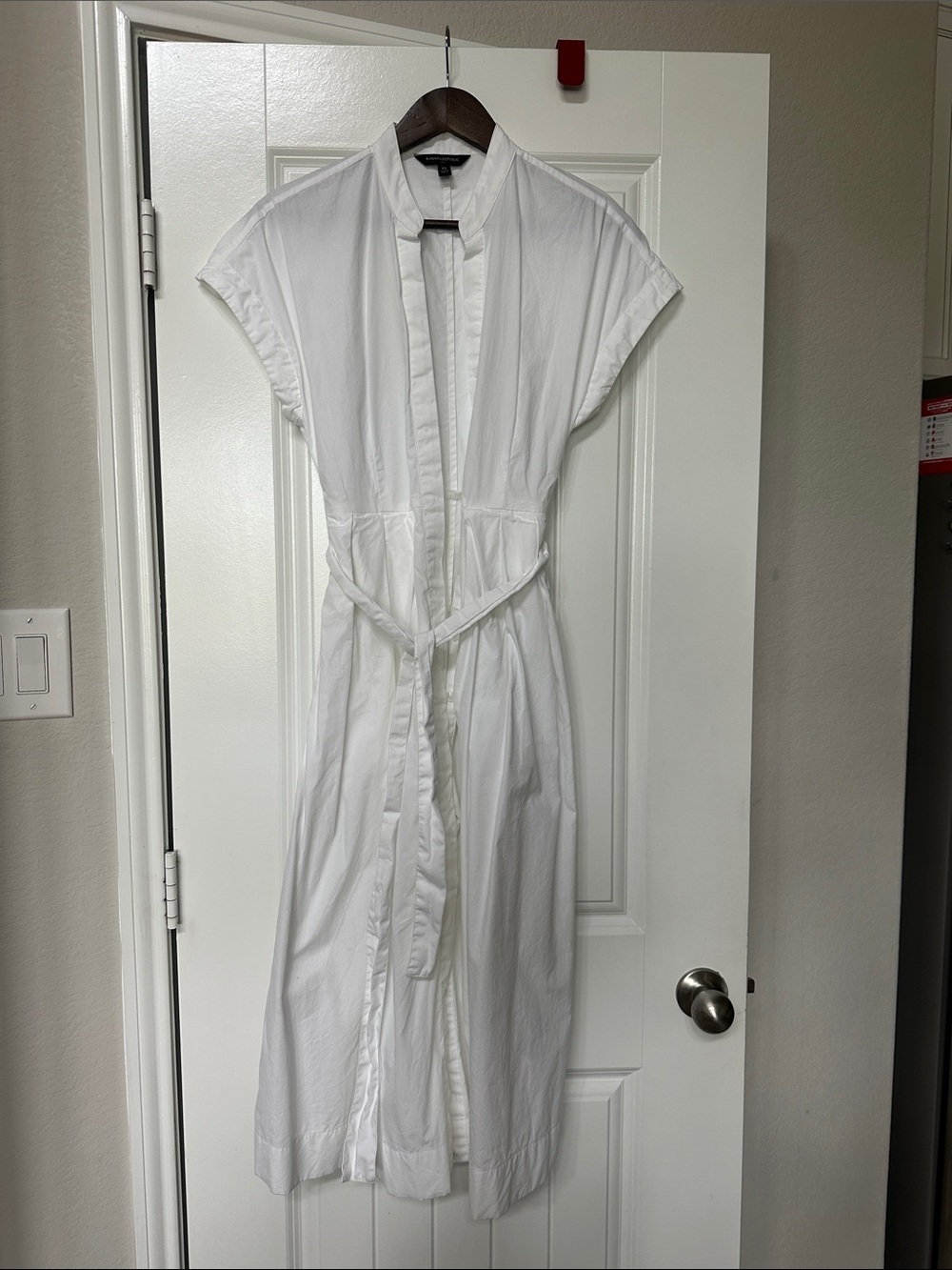 Banana Republic White Belted Shirt Maxi Dress